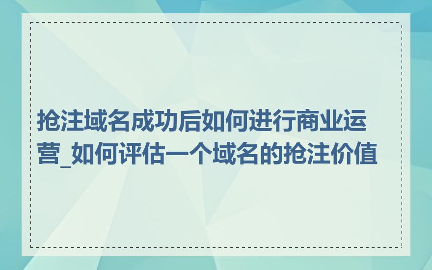 抢注域名成功后如何进行商业运营_如何评估一个域名的抢注价值