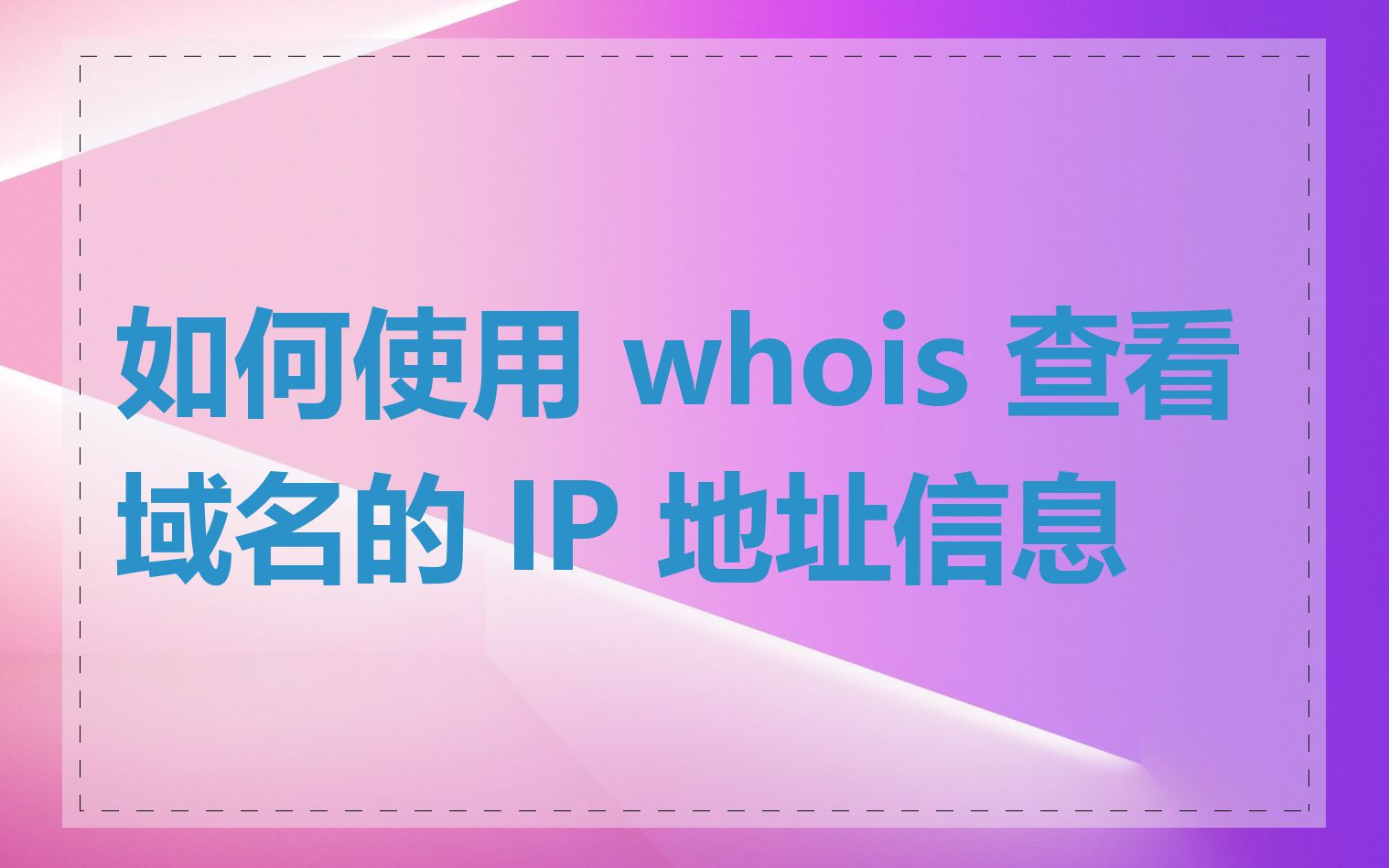 如何使用 whois 查看域名的 IP 地址信息