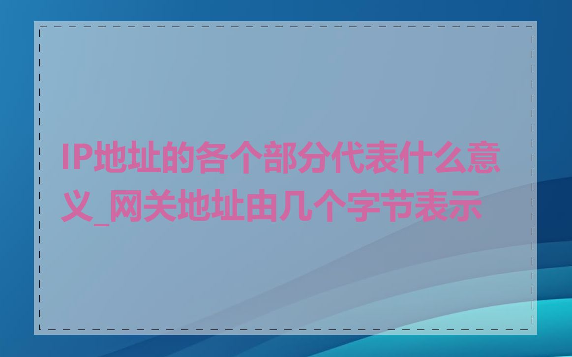 IP地址的各个部分代表什么意义_网关地址由几个字节表示