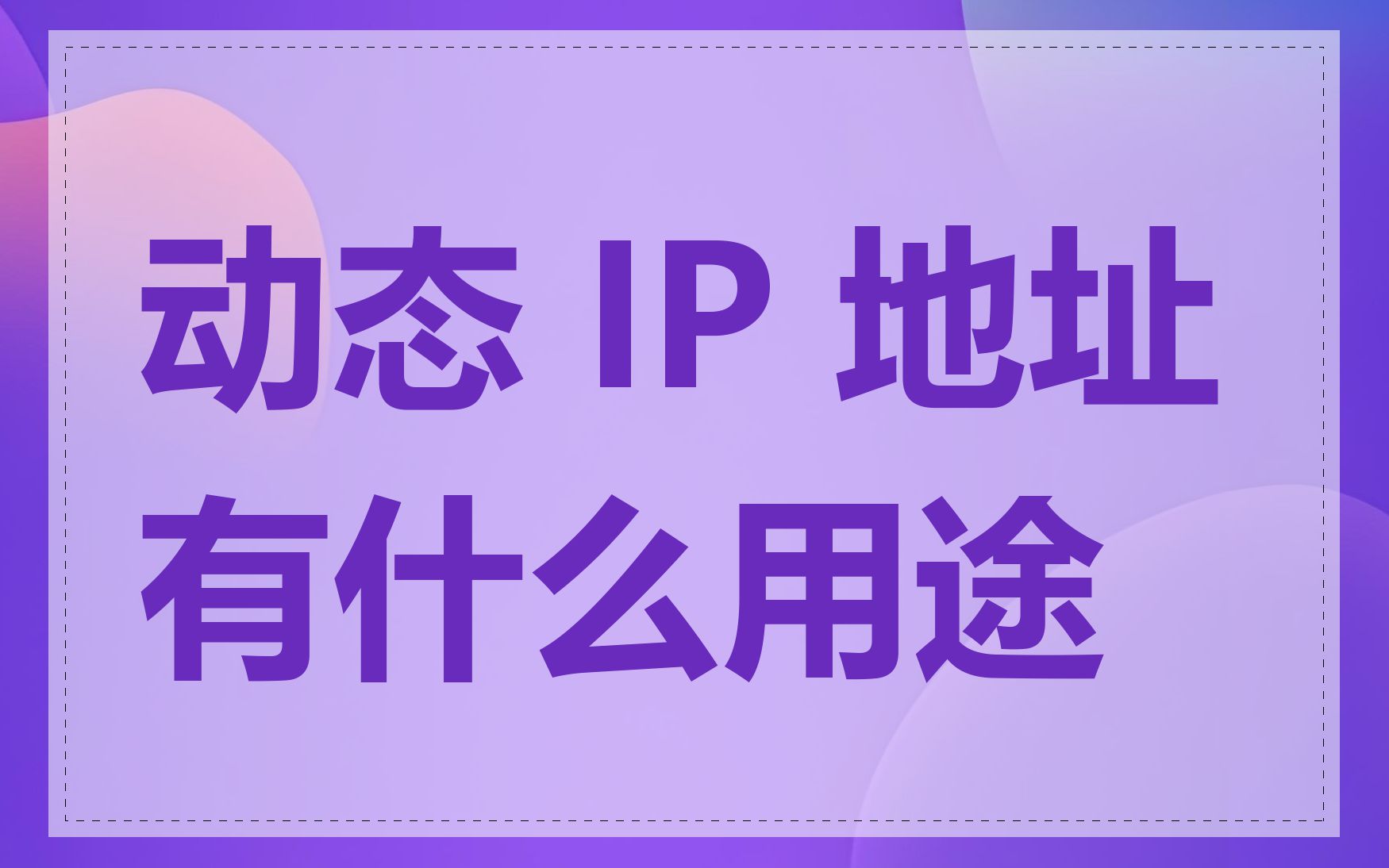 动态 IP 地址有什么用途