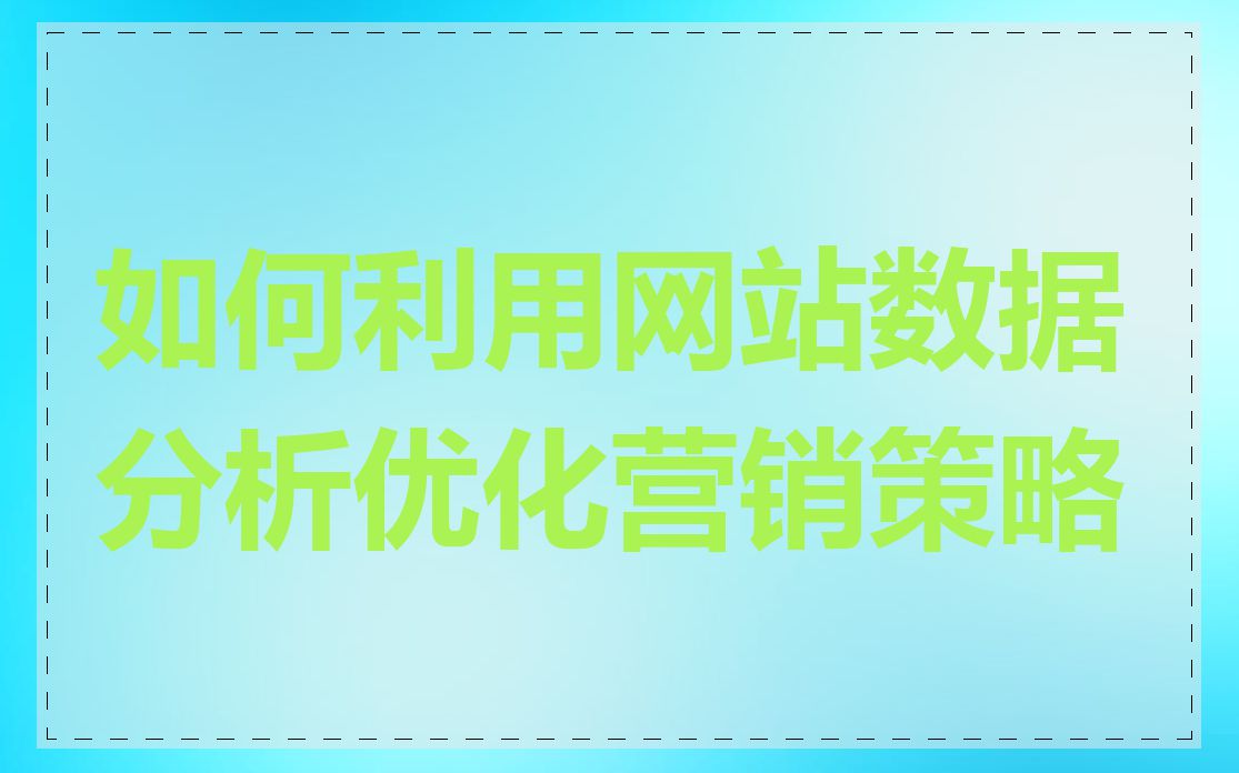 如何利用网站数据分析优化营销策略