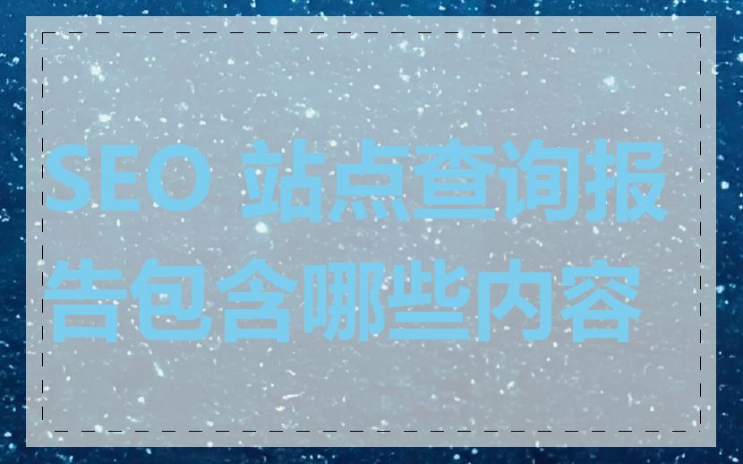 SEO 站点查询报告包含哪些内容
