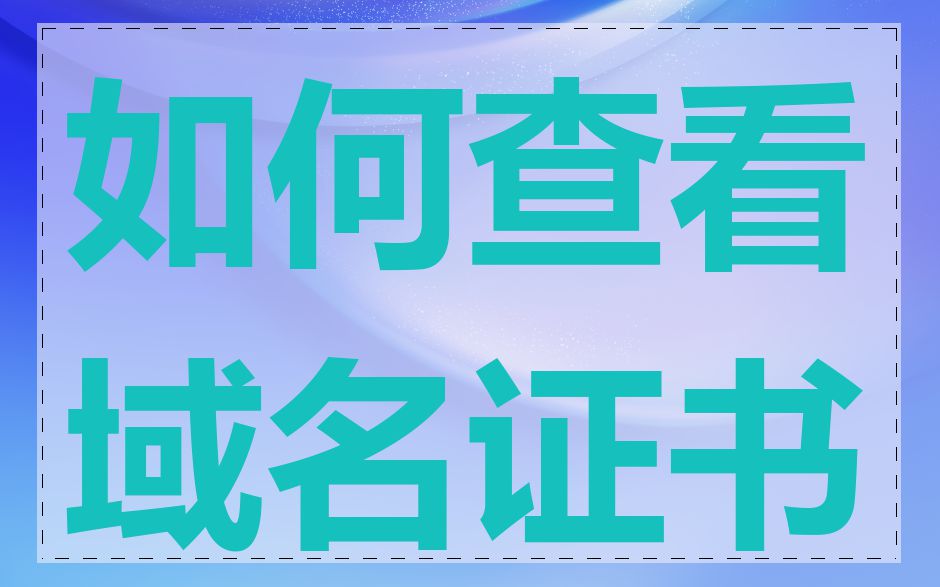 如何查看域名证书