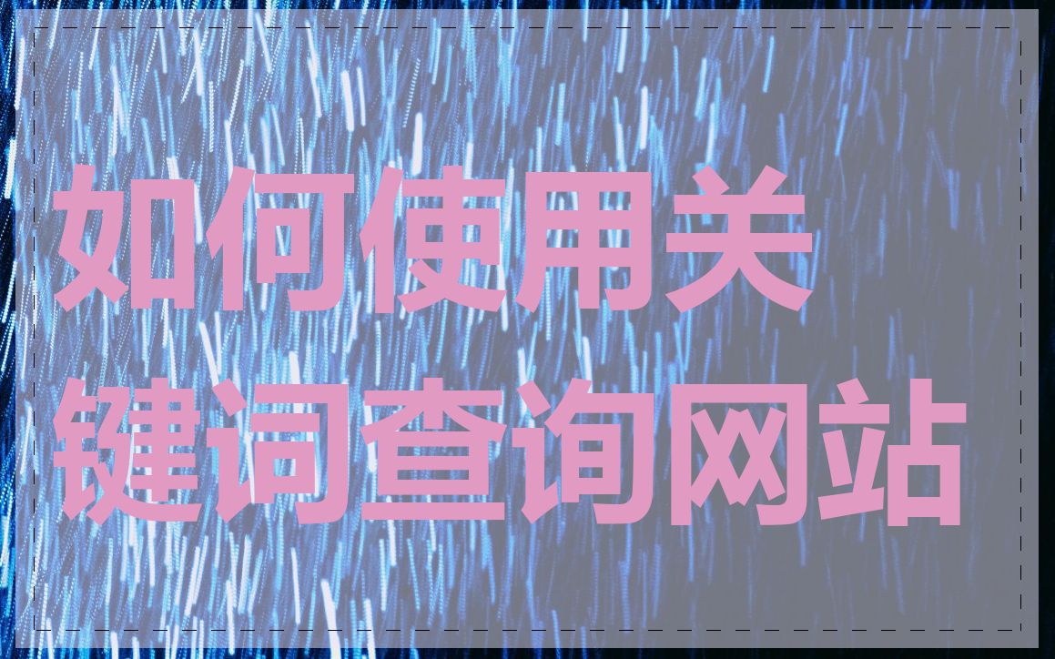 如何使用关键词查询网站