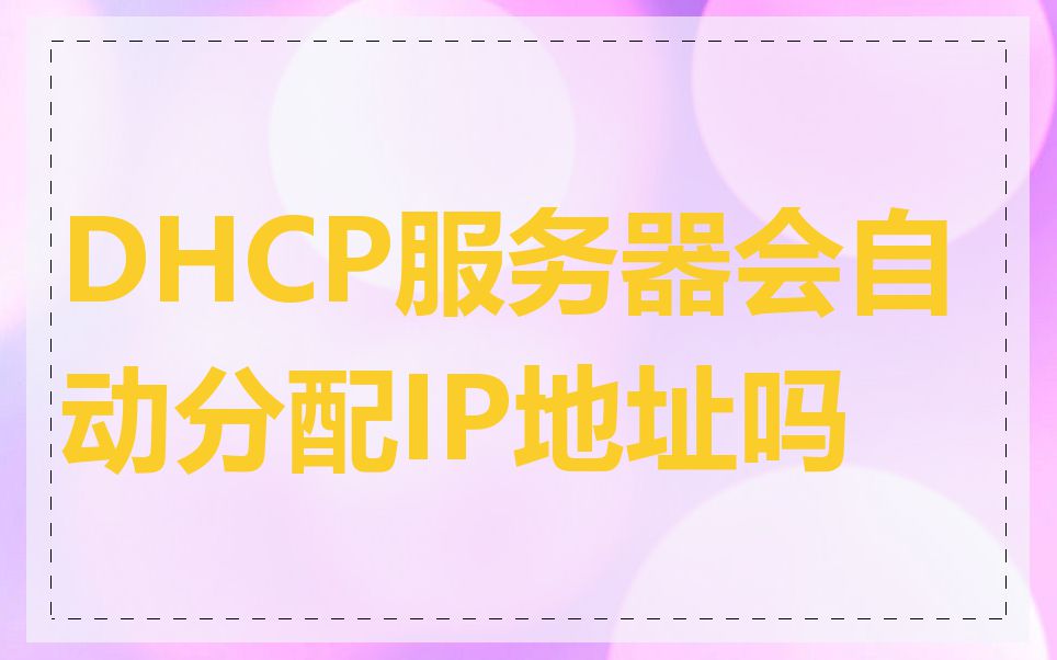 DHCP服务器会自动分配IP地址吗