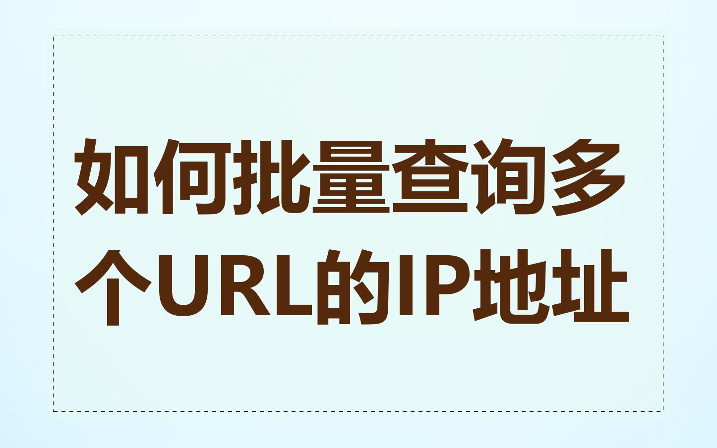 如何批量查询多个URL的IP地址