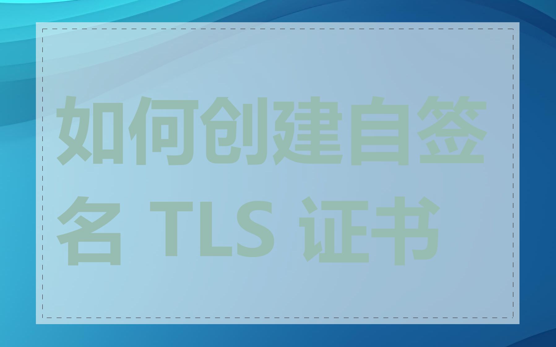如何创建自签名 TLS 证书