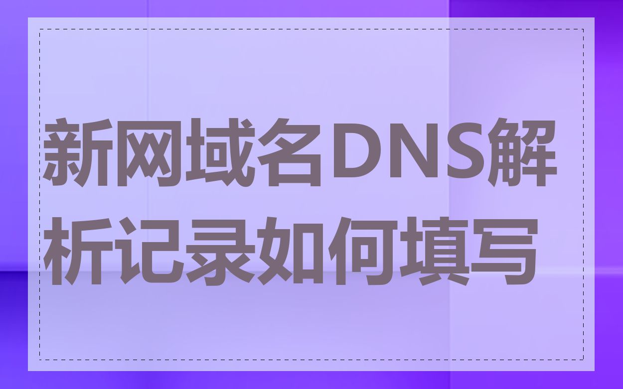 新网域名DNS解析记录如何填写