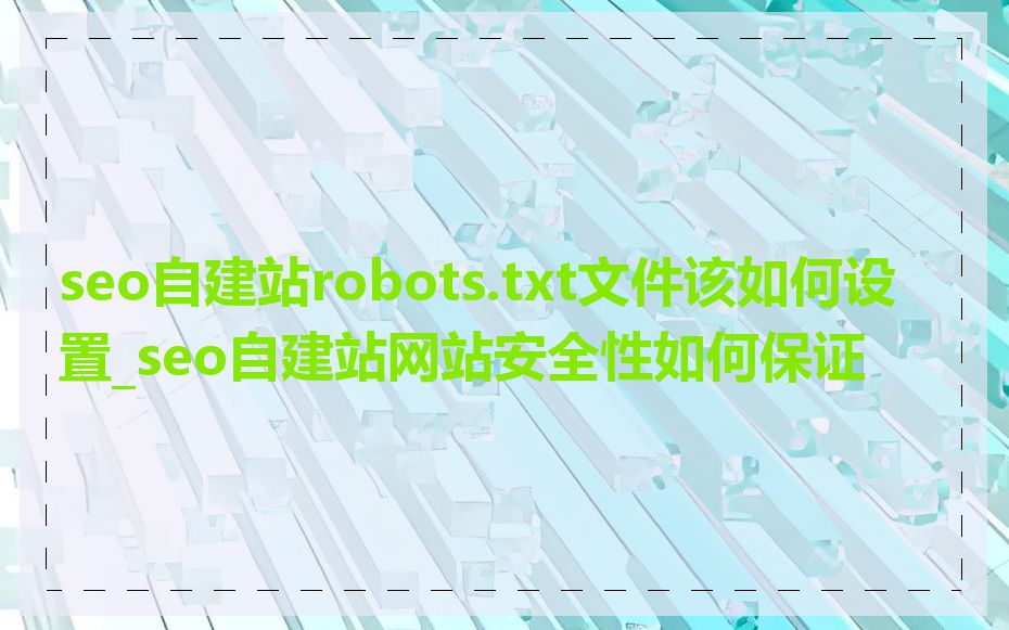 seo自建站robots.txt文件该如何设置_seo自建站网站安全性如何保证