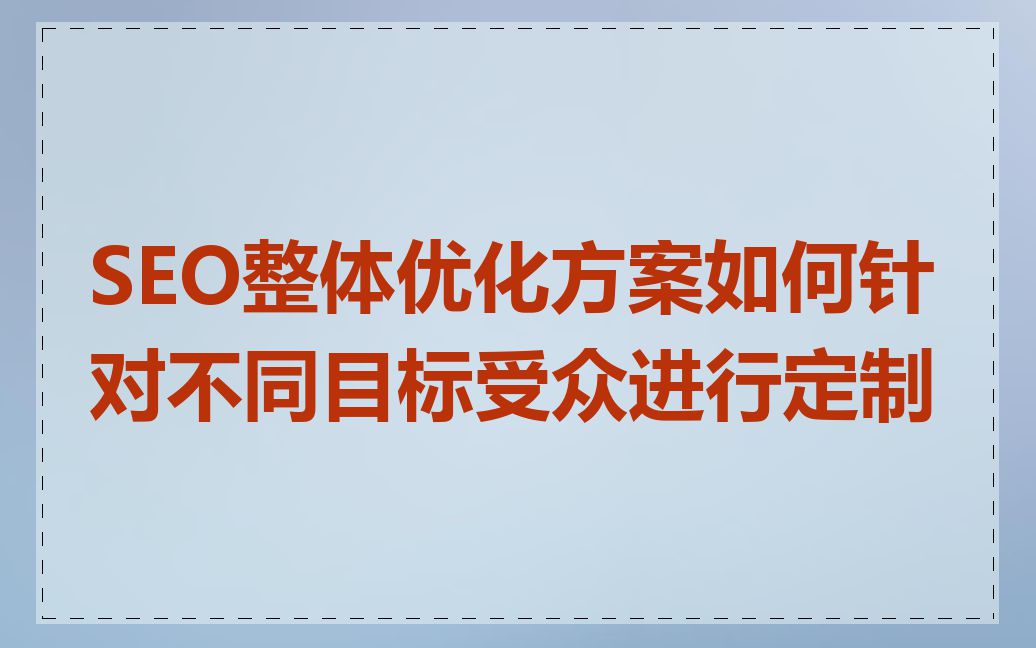SEO整体优化方案如何针对不同目标受众进行定制