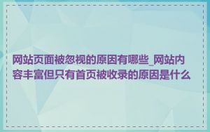 网站页面被忽视的原因有哪些_网站内容丰富但只有首页被收录的原因是什么