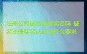 注册公司域名需要实名吗_域名注册实名认证有什么要求