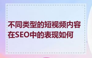 不同类型的短视频内容在SEO中的表现如何
