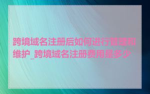 跨境域名注册后如何进行管理和维护_跨境域名注册费用是多少