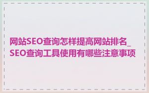 网站SEO查询怎样提高网站排名_SEO查询工具使用有哪些注意事项