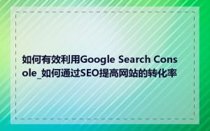 如何有效利用Google Search Console_如何通过SEO提高网站的转化率