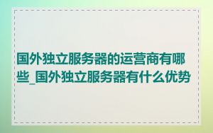 国外独立服务器的运营商有哪些_国外独立服务器有什么优势