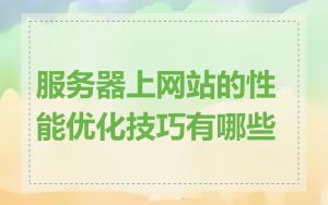 服务器上网站的性能优化技巧有哪些