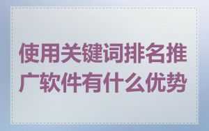 使用关键词排名推广软件有什么优势