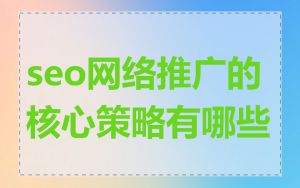 seo网络推广的核心策略有哪些