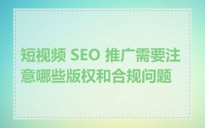 短视频 SEO 推广需要注意哪些版权和合规问题