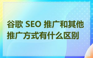 谷歌 SEO 推广和其他推广方式有什么区别