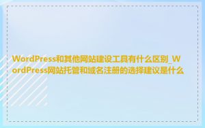 WordPress和其他网站建设工具有什么区别_WordPress网站托管和域名注册的选择建议是什么
