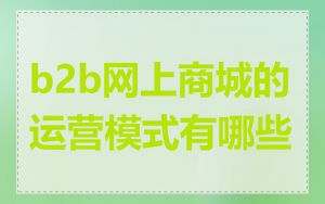 b2b网上商城的运营模式有哪些
