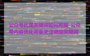 公众号长尾关键词如何挖掘_公众号内容优化需要关注哪些关键词