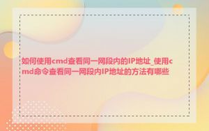 如何使用cmd查看同一网段内的IP地址_使用cmd命令查看同一网段内IP地址的方法有哪些