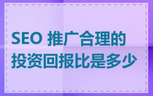 SEO 推广合理的投资回报比是多少