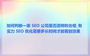 如何判断一家 SEO 公司是否透明和合规_有实力 SEO 优化需要多长时间才能看到效果
