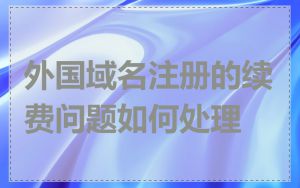 外国域名注册的续费问题如何处理