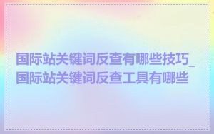 国际站关键词反查有哪些技巧_国际站关键词反查工具有哪些