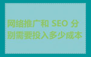 网络推广和 SEO 分别需要投入多少成本