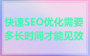 快速SEO优化需要多长时间才能见效