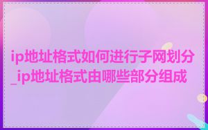 ip地址格式如何进行子网划分_ip地址格式由哪些部分组成
