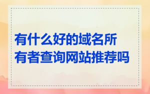 有什么好的域名所有者查询网站推荐吗