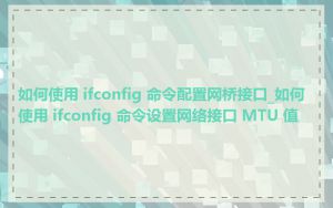 如何使用 ifconfig 命令配置网桥接口_如何使用 ifconfig 命令设置网络接口 MTU 值