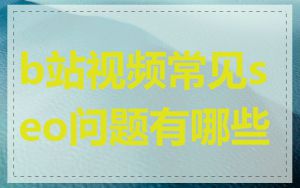 b站视频常见seo问题有哪些