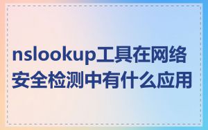 nslookup工具在网络安全检测中有什么应用