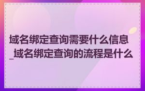 域名绑定查询需要什么信息_域名绑定查询的流程是什么