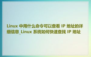 Linux 中用什么命令可以查看 IP 地址的详细信息_Linux 系统如何快速查找 IP 地址