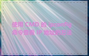 使用 CMD 的 ipconfig 命令查看 IP 地址的方法