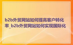 b2b外贸网站如何提高客户转化率_b2b外贸网站如何实现国际化