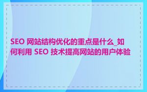 SEO 网站结构优化的重点是什么_如何利用 SEO 技术提高网站的用户体验