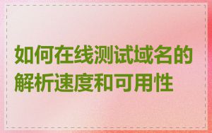 如何在线测试域名的解析速度和可用性