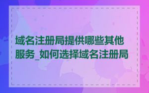 域名注册局提供哪些其他服务_如何选择域名注册局