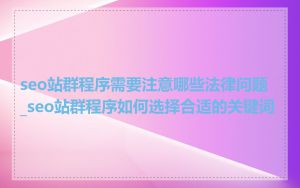 seo站群程序需要注意哪些法律问题_seo站群程序如何选择合适的关键词