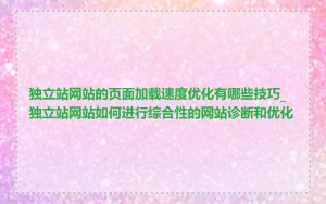 独立站网站的页面加载速度优化有哪些技巧_独立站网站如何进行综合性的网站诊断和优化